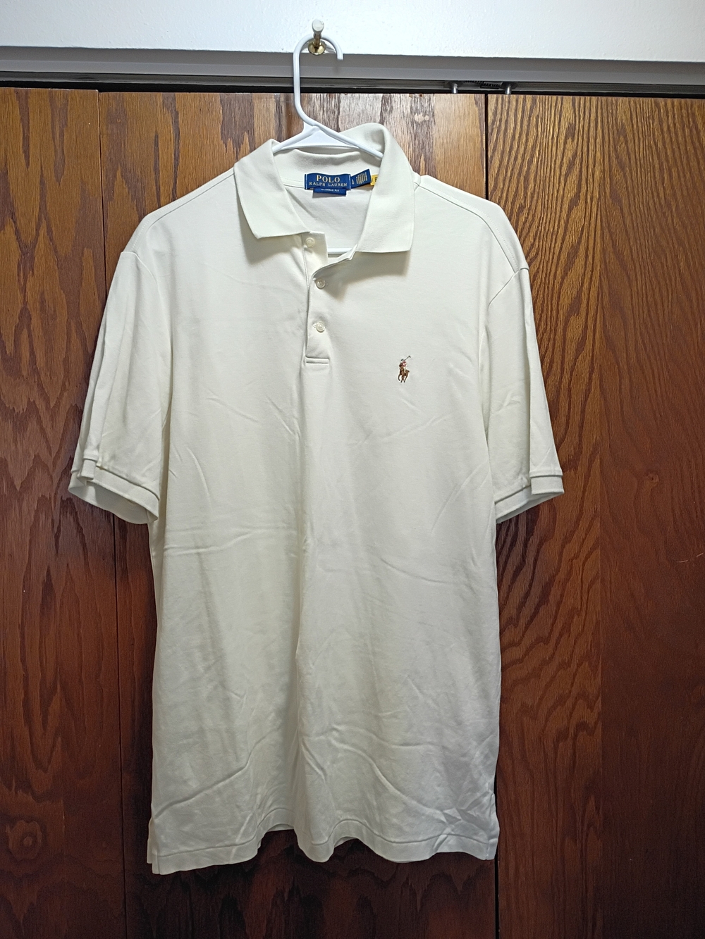 Polo by Ralph Lauren Men's Cream Short Sleeve Polo with Embroidered Pony
